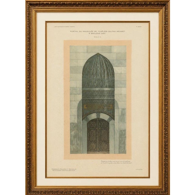 Antique islamic architecture print, green tomb portal bursa, alexandre raymond 1924 this original architectural plate...