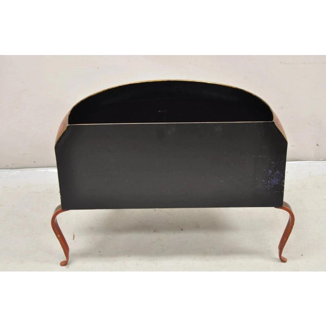 Italian Red Tole Metal Chinoiserie Gilt Decorated Floor Jardiniere Planter Pot For Sale - Image 10 of 11