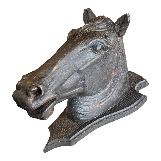 19th Century Wooden Horse Head Trade Sign For Sale