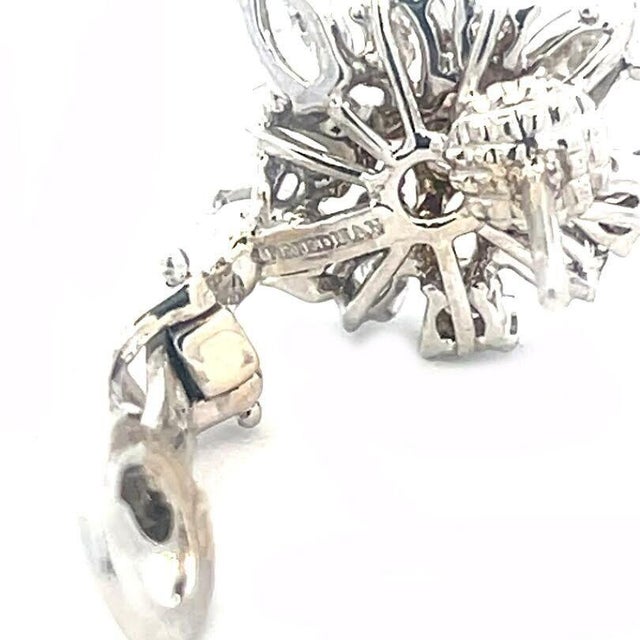 Friedman Diamond Gold Cluster Earrings 18k White Marquise and Round Cut, 2 pieces For Sale - Image 9 of 9