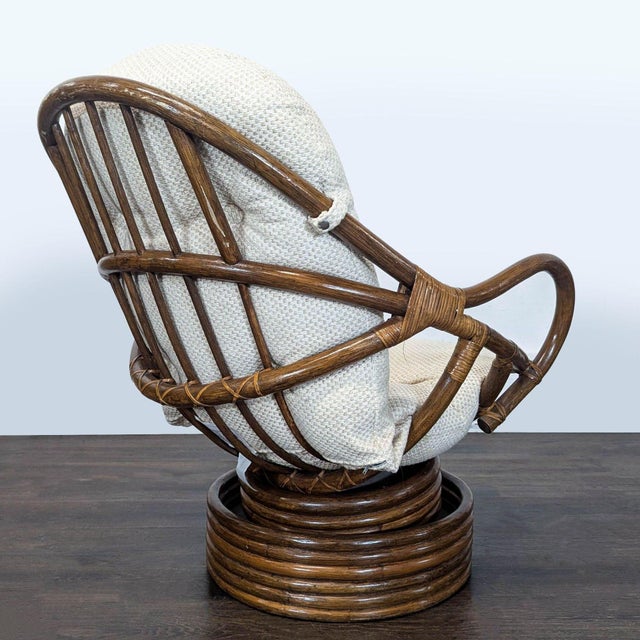 Vintage 1970’s Rattan Lounge Chair With Cushions For Sale - Image 4 of 9