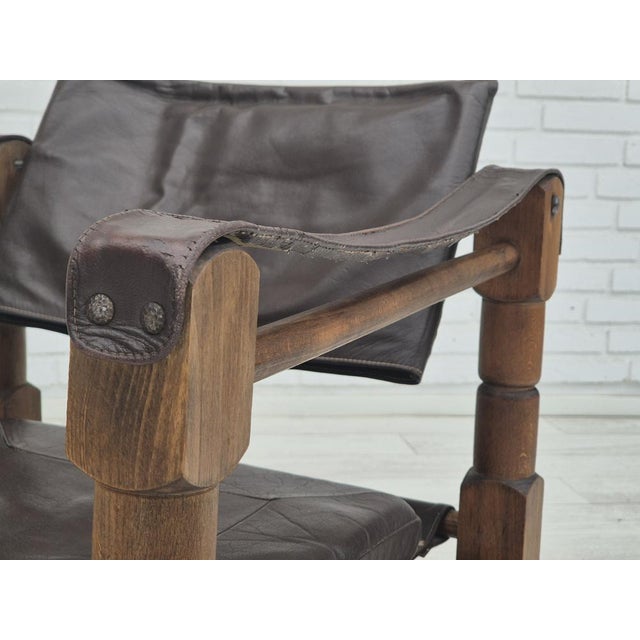 Scandinavian Safari Lounge Chair in Leather and Beech, 1960s For Sale - Image 16 of 18
