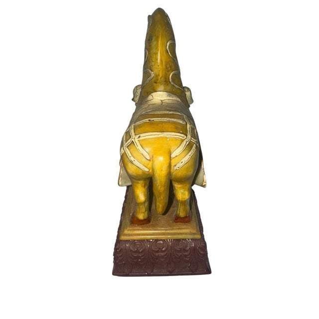 Vintage Tang Dynasty Style Sancai Warrior Horse Statue For Sale - Image 4 of 6