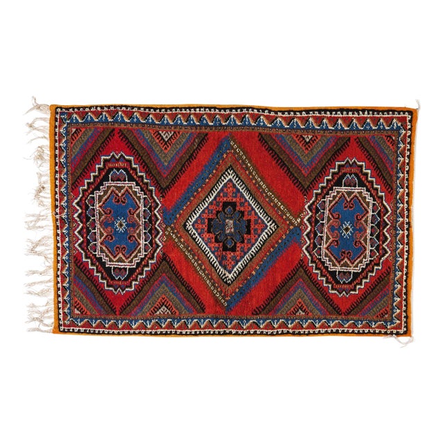 Berber Rug Medium From Handwoven Wool and Hypnotic Pattern For Sale