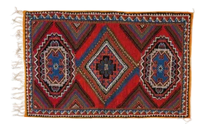 Berber Rug Medium From Handwoven Wool and Hypnotic Pattern