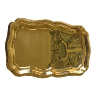 1950's Brass Tray With Scalloped Edges For Sale
