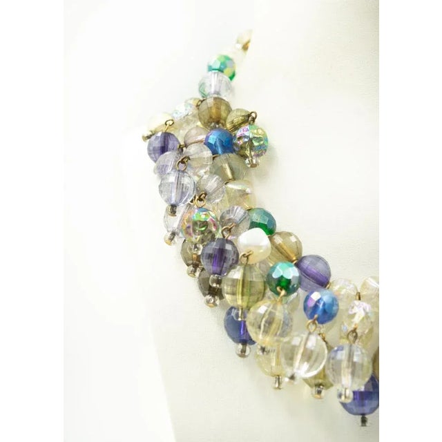 Mid 20th Century Vintage 1950s Dangling Colorful Faceted Bead Bib Choker Necklace For Sale - Image 5 of 7