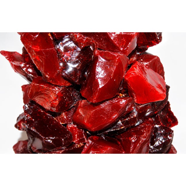 Glass Rock Candy Glass Table Lamps in Cherry Red For Sale - Image 7 of 8