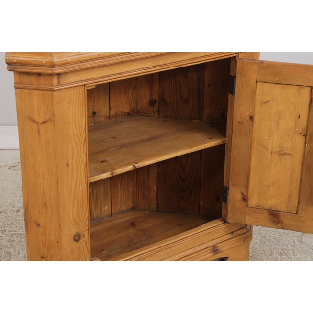 Wood Chippendale Scrub Pine Corner Cupboard China Cabinet For Sale - Image 7 of 14