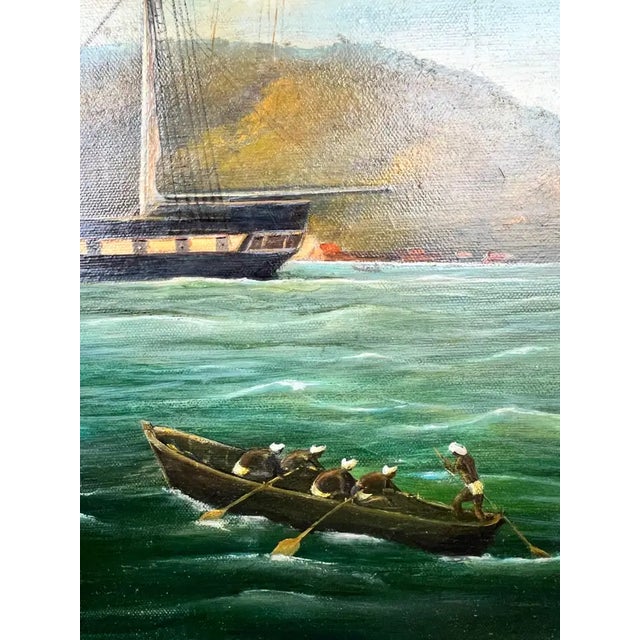 Paul R. Hee Maritime Scene Oil Painting on Canvas Signed and Framed 1950's For Sale In New York - Image 6 of 14