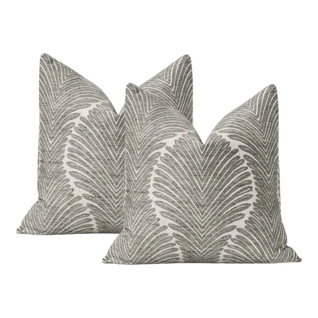 20" Charcoal Musgrove Chenille Pillows - a Pair For Sale