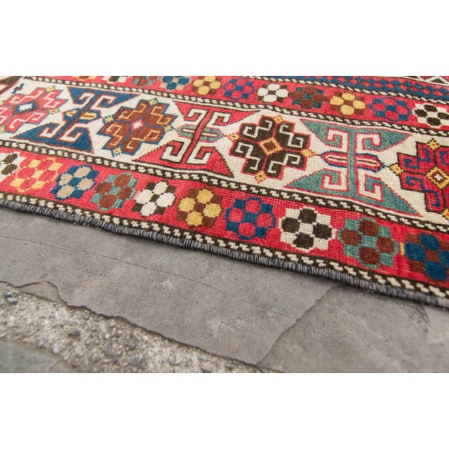1910 Antique Caucasian Kuba Medallion Geometric Wool Hand-Knotted Rugs - 4'6" X 7' For Sale - Image 9 of 10