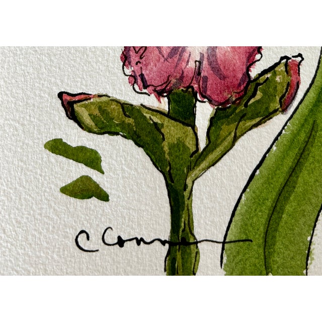 Giclee Print of Watercolor Ink and Wash Painting “Pink Iris” For Sale - Image 10 of 10