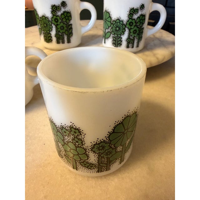 Vintage Hazel Atlas "Flower Power" Milk Glass Coffee Mugs '60s - Mid-Century Retro - Set of 4 For Sale - Image 12 of 17