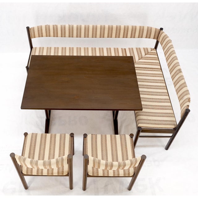 Mid 20th Century Danish Mid Century Modern L Shape Bench Chairs Dining Table Kitchen Dinette Set For Sale - Image 5 of 15