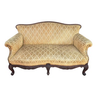Louis XV English Sofa in Mahogany & Upholstery, 1800s For Sale