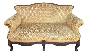 Louis XV English Sofa in Mahogany & Upholstery, 1800s