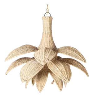Sanibel Wicker Palm Leaf or Lotus Pendant From the Fs Flores Collection