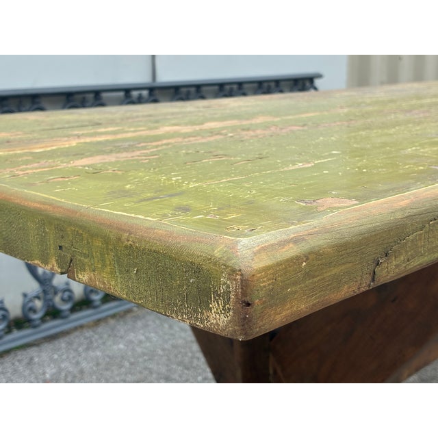 Pine Trestle Base Farmhouse Table For Sale - Image 10 of 18