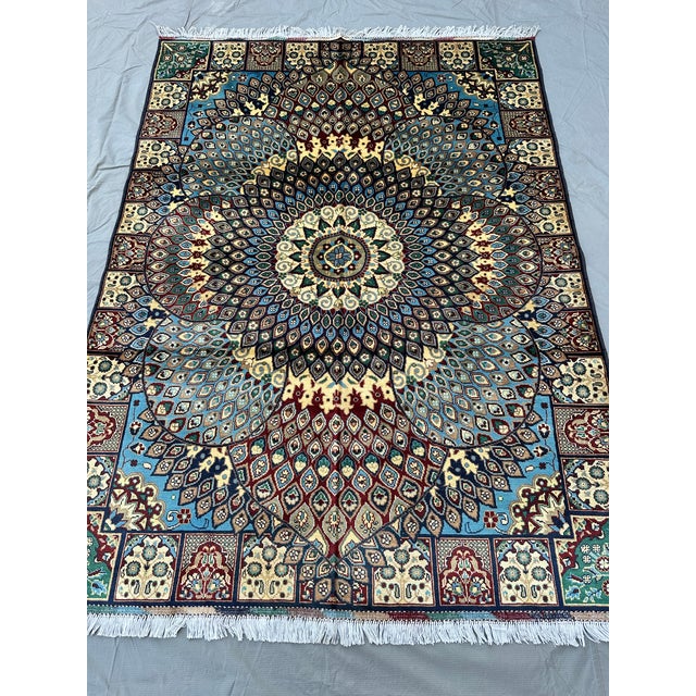 Hand-Knotted Afghan Gonbad Dome Design Medallion Rug - 6'10" X 5'0" For Sale - Image 6 of 12