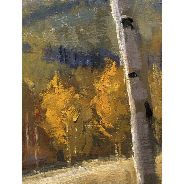 Early 21st Century Autumn Shadows and Light by Seth Winegar | Oil on Board Landscape with autumn trees and path For Sale - Image 5 of 5