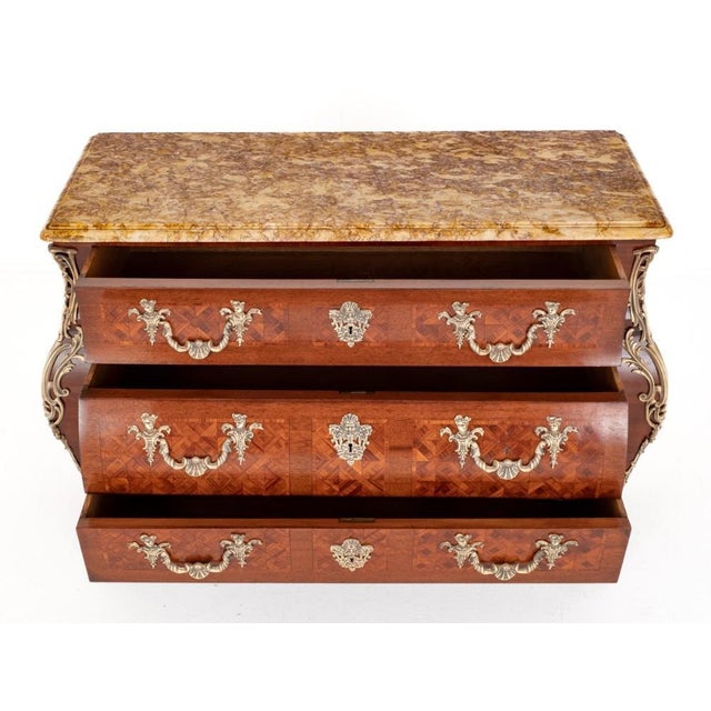 Wood Antique French Louis XVI Bombe Commode, 1900s For Sale - Image 7 of 12