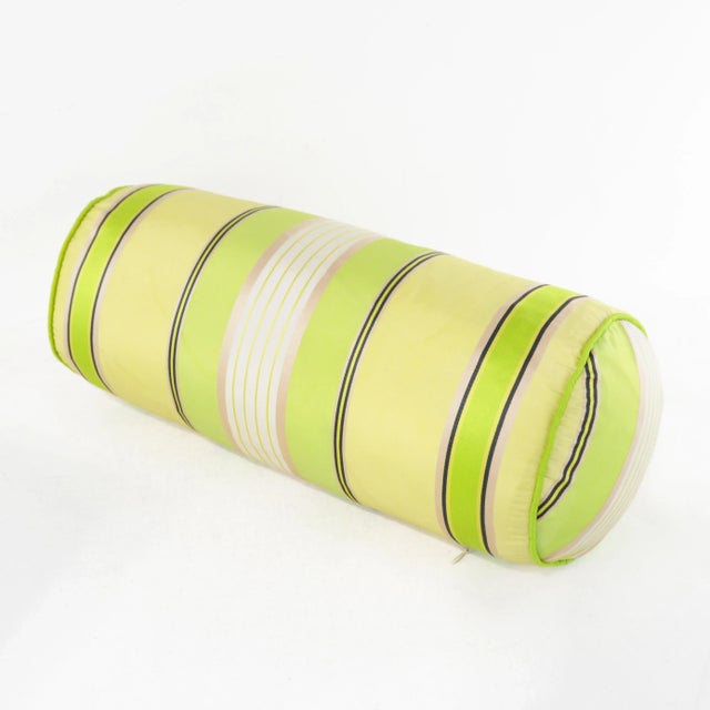 Fresh Citrus Stripe Bolster Pillow For Sale - Image 4 of 9