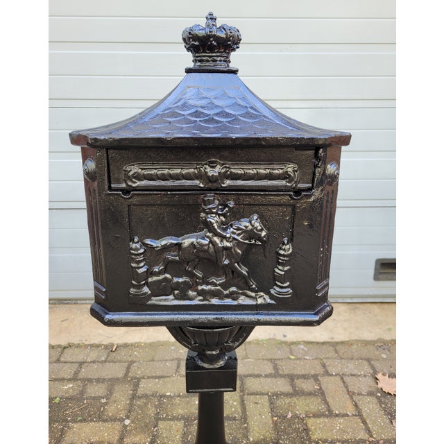 Cast Iron English Mailbox Letterbox on Leg Black, in Flawless conditions. Designed from 2000