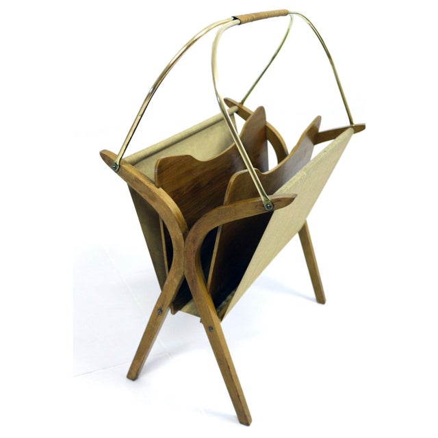 Vintage Bentwood & Brass Magazine Rack For Sale - Image 6 of 18
