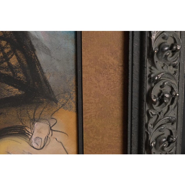 Pastel Portrait of a Woman in a Black Lace Mantilla, Signed R. Casas, Reframed With Museum Glass For Sale - Image 11 of 14