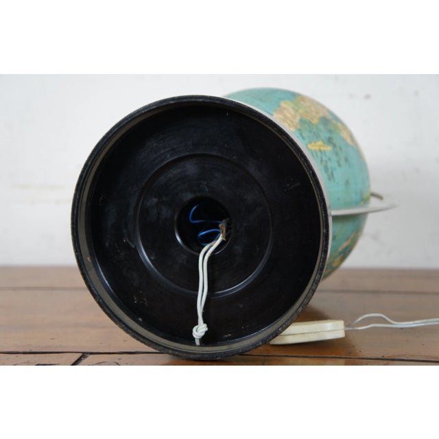 Metal 1980 Romanian Political Geographic Terrestrial World Globe Lamp Light For Sale - Image 7 of 12