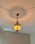 Rare 1960s French Vintage Brass & Frosted Glass Pendant Chandelier A rare, highly collectible 1960s French vintage...