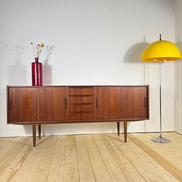 Teak Sideboard with Sliding Doors and Drawers, 1960s For Sale - Image 9 of 9