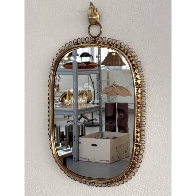 Svenskt Tenn Wall Mirror with Loop Frame and Wall Hook in Brass by Josef Frank for Svenskt Tenn, 1960s For Sale - Image 4 of 18
