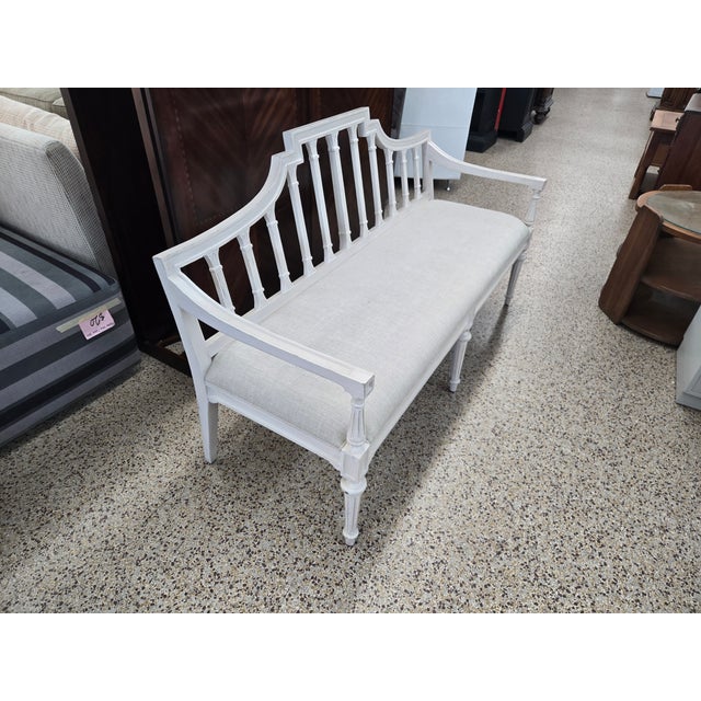 Hepplewhite Late 20th Century Painted Gustavian Style Settee For Sale - Image 3 of 12