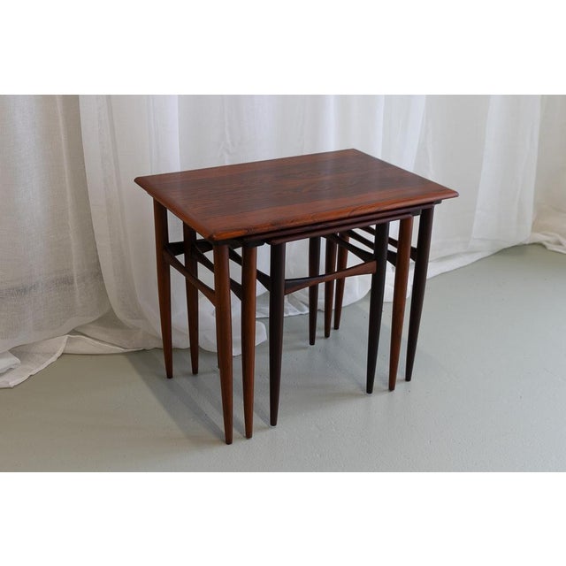 Mid-Century Modern Danish Modern Rosewood Nesting Tables, 1960s, Set of 3 For Sale - Image 3 of 18
