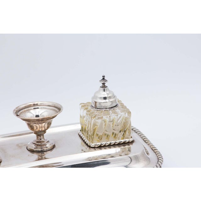 Silver Inkwell with Cut Glass Tanks, Set of 8, in Good conditions.