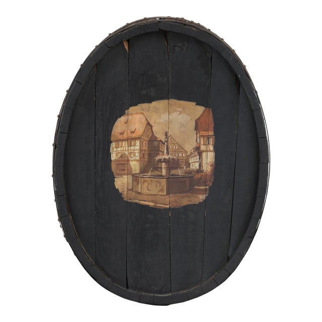 Antique Wine Barrel End Repurposed as Wall Art Dambach-La-Ville France C1800's For Sale