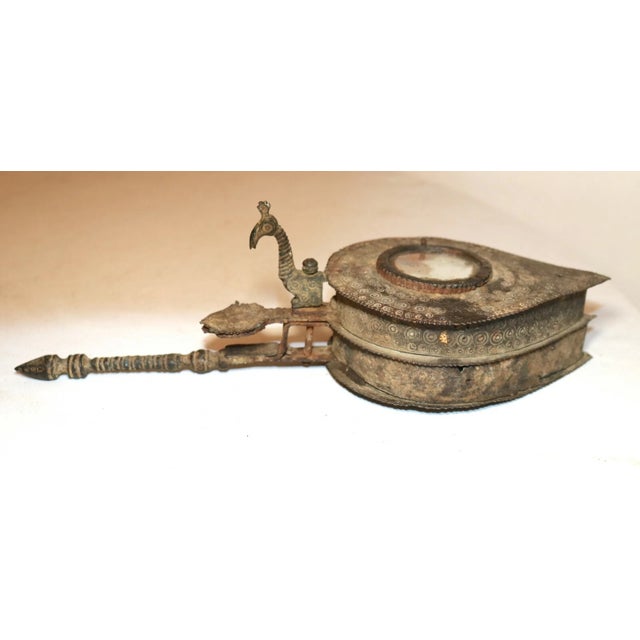 18th Century Rare Primitive Antique 18th Century Indian Tooled Wrought Iron Figural Betel Box For Sale - Image 5 of 12