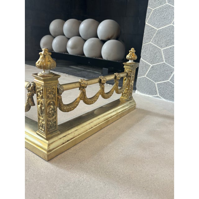 Metal Neoclassical Style Brass Antique Fender For Sale - Image 7 of 12