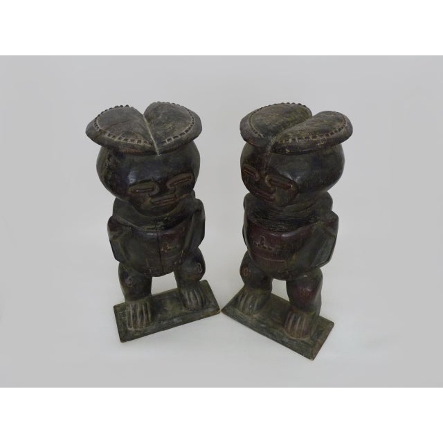 1970s Unknown, Pygmy Statues, 1970s, Wood, Set of 2 For Sale - Image 5 of 9