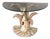1980s Solid Wood Swan and Palm Glass Top Demilune Console For Sale