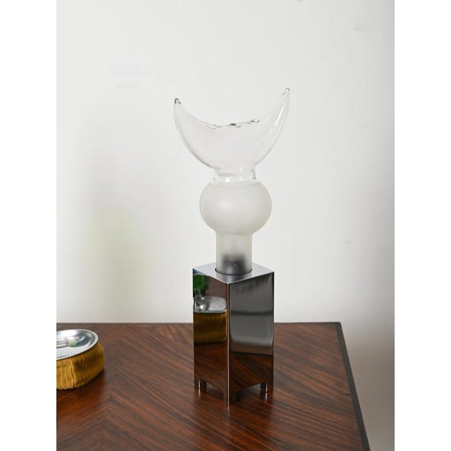 AVMazzega Horn Table Lamps in Murano Glass and Chrome from Mazzega, Italy, 1970s, Set of 2 For Sale - Image 4 of 12