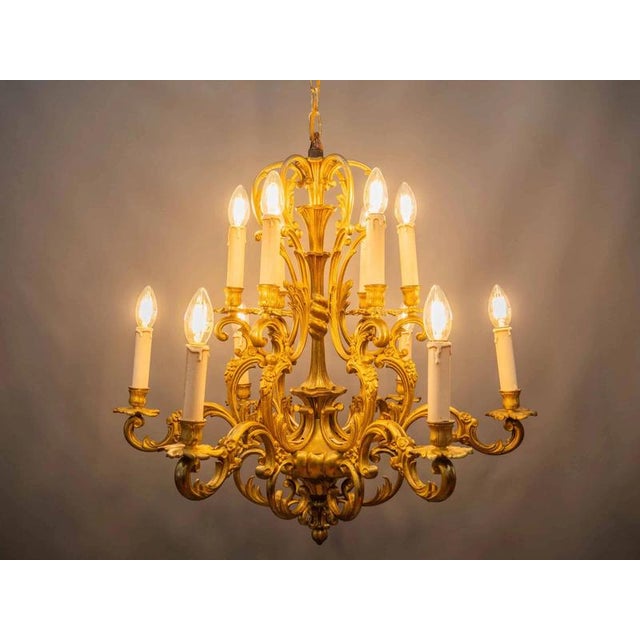 Large Bronze Chandelier from Maison Lucien Gau, Paris For Sale - Image 14 of 18