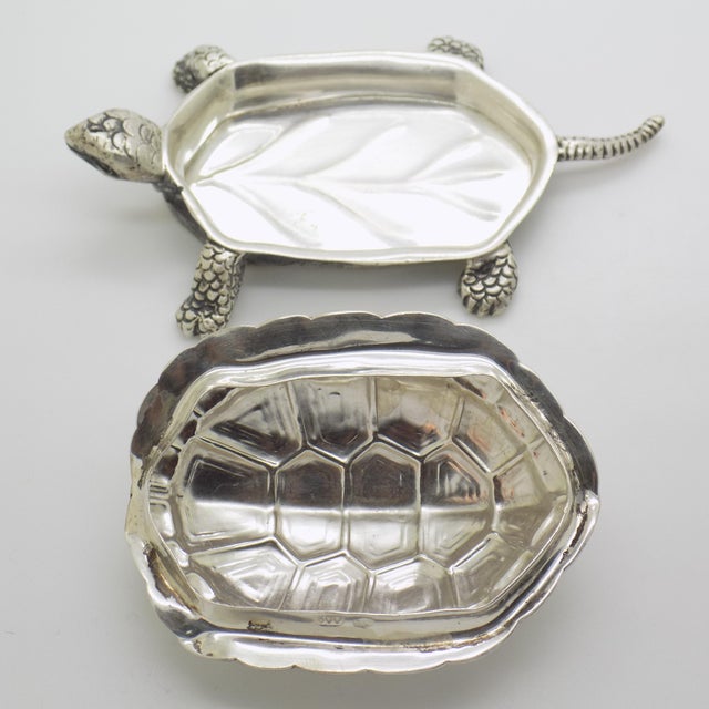 Silver 3.66-oz. Vintage Italian Handmade Genuine Silver Large Turtle Decorative Box, Made in Vercelli (Italy) For Sale - Image 8 of 12