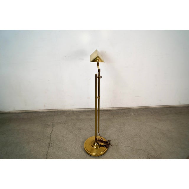 Metal 1970’s Hollywood Regency Adjustable Brass Floor Lamp For Sale - Image 7 of 12