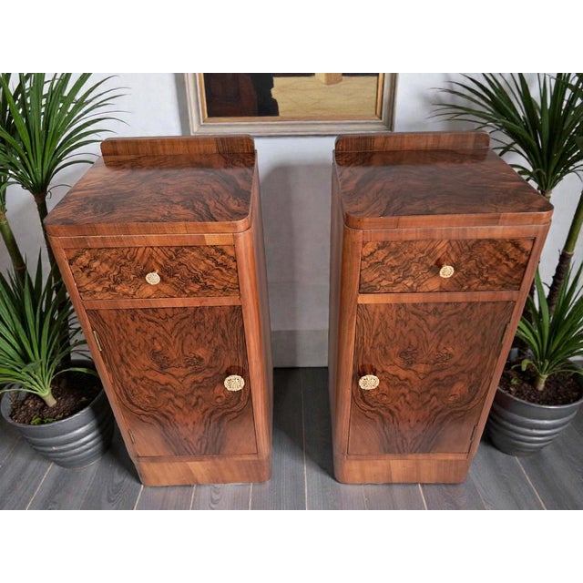 Art Deco Bedside Cabinets in Walnut, 1930, Set of 2 For Sale - Image 9 of 18