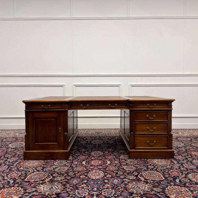 Large English Partner Desk For Sale - Image 3 of 18