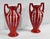 Pair of enameled ceramic vases, Art Nouveau style, flat seats and flared short passes. Ogival sides, in the bottom, have...