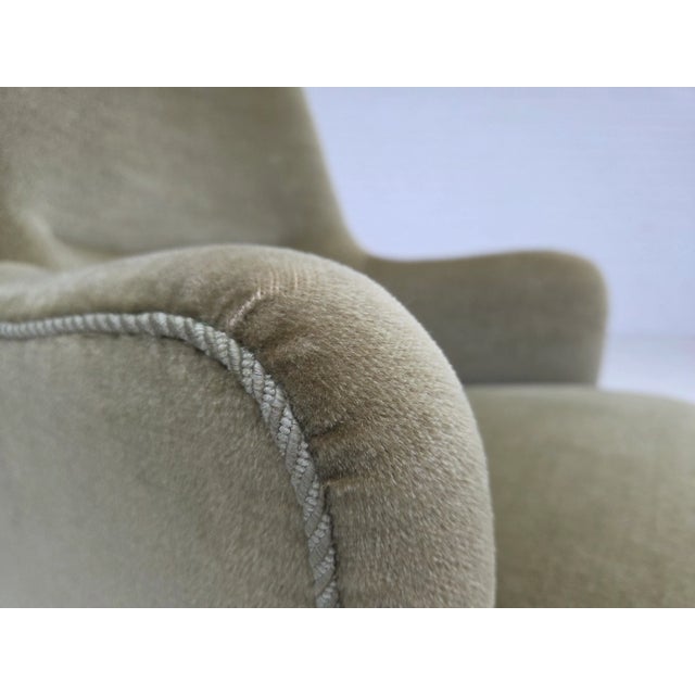 1970s Danish Highback Armchair in Green Furniture Velour, 1970s For Sale - Image 5 of 17
